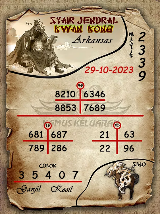 syair jendral kwan kwong arkansas 29 10 2023