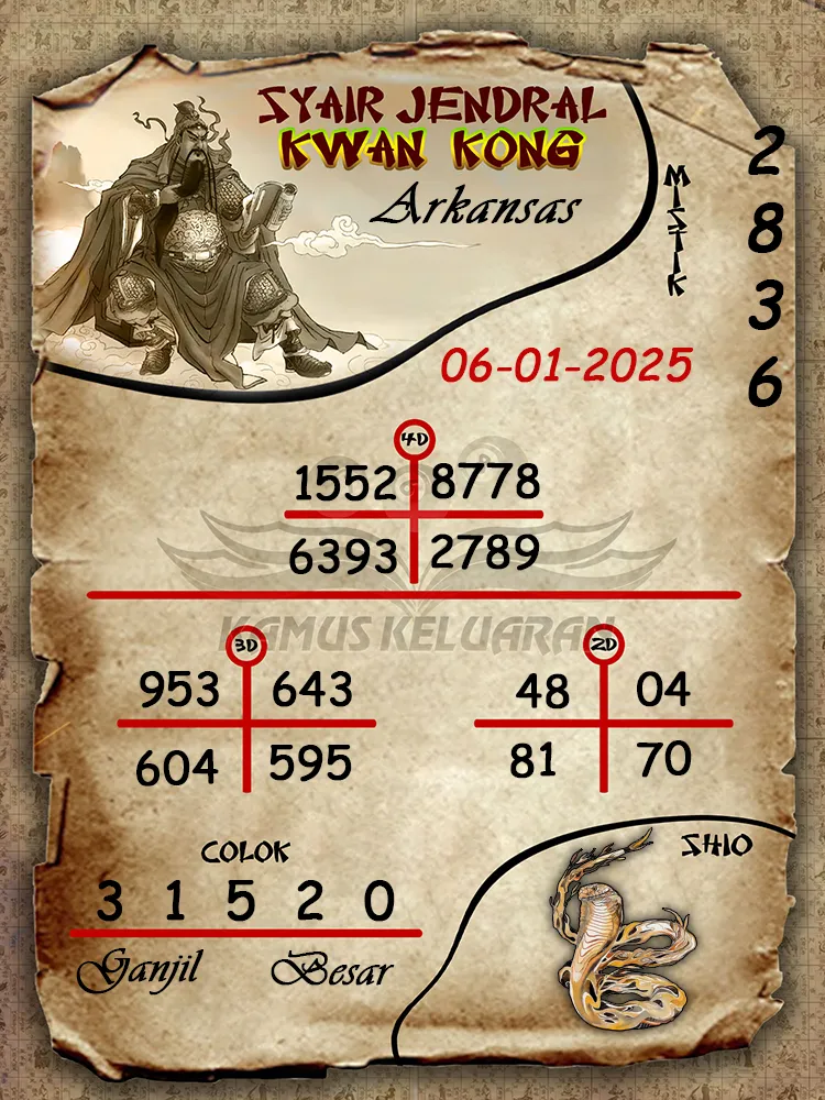 syair jendral kwan kong arkansas 06 01 2025