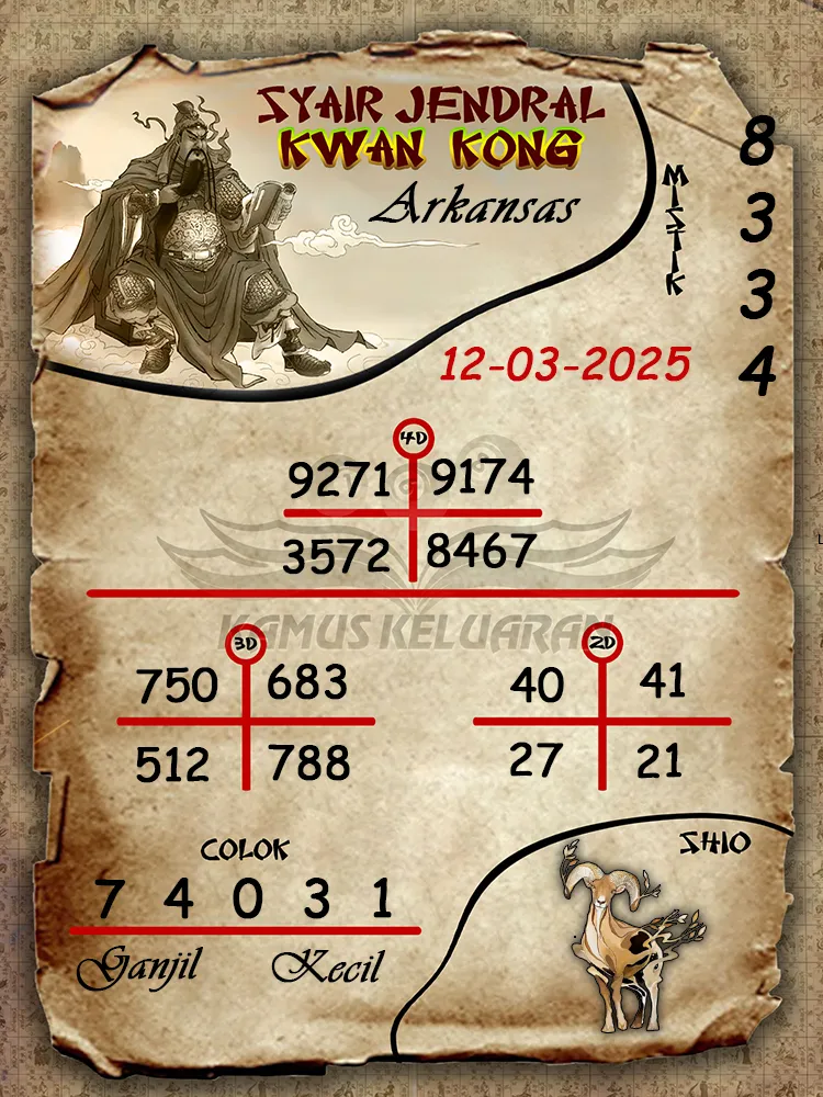 syair jendral kwan kong arkansas 12 03 2025