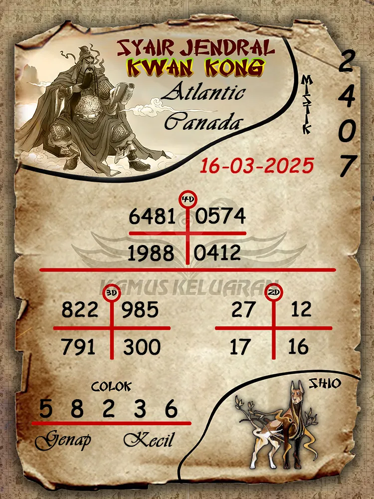 syair jendral kwan kong atlantic canada 16 03 2025
