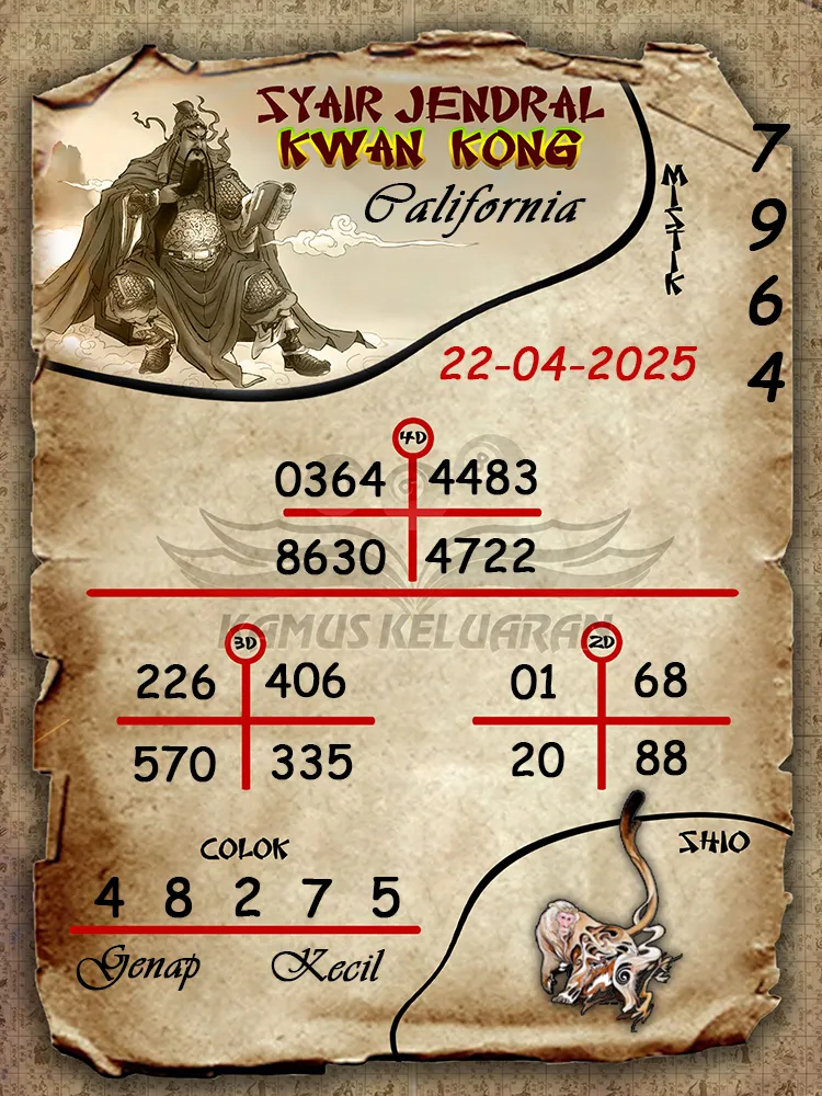 syair jendral kwan kong california 22 04 2025