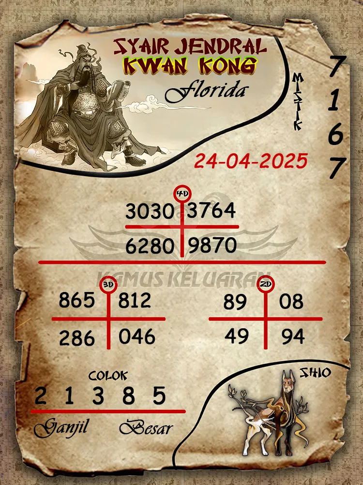 syair jendral kwan kong florida 24 04 2025