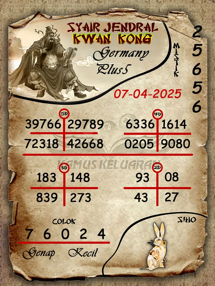 syair jendral kwan kong germany plus5 07 04 2025