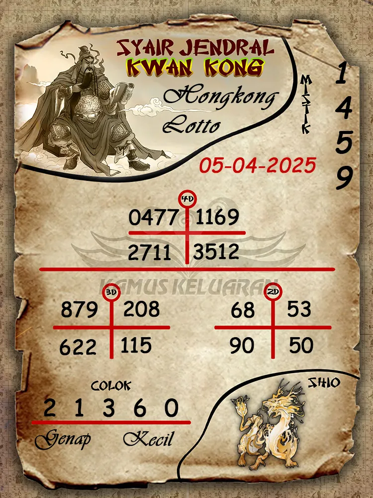 syair jendral kwan kong hongkong lotto 05 04 2025