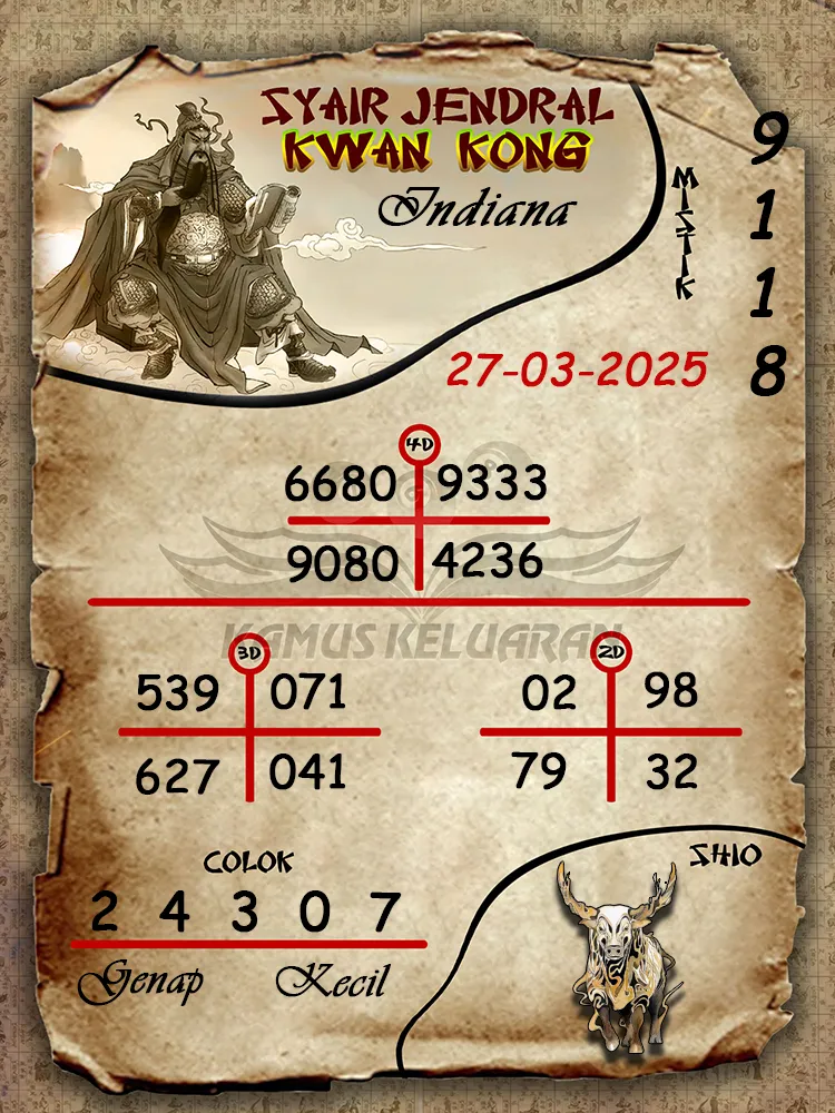 syair jendral kwan kong indiana 27 03 2025