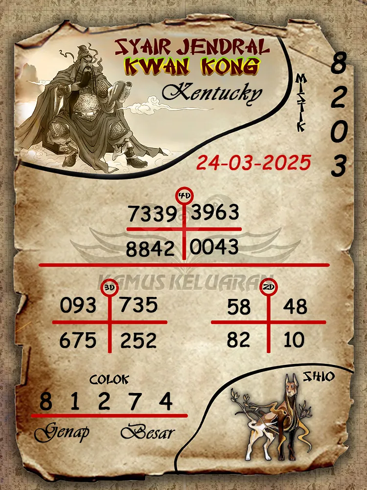 syair jendral kwan kong kentucky 24 03 2025