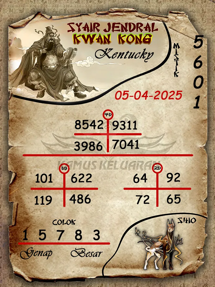 syair jendral kwan kong kentucky 05 04 2025