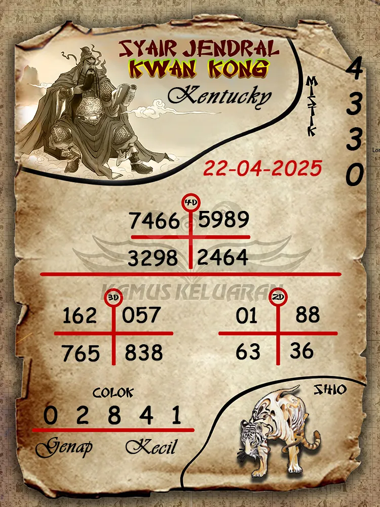 syair jendral kwan kong kentucky 22 04 2025