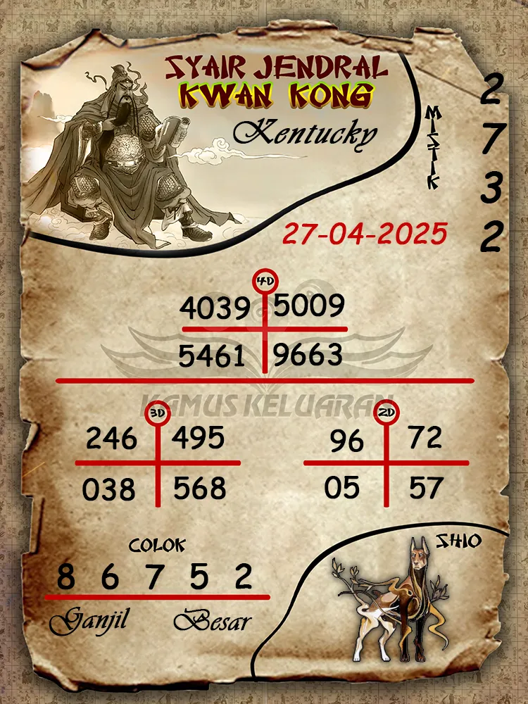 syair jendral kwan kong kentucky 27 04 2025