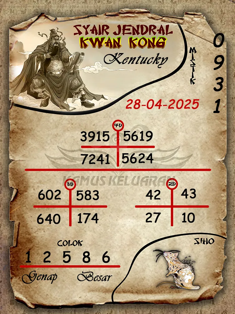 syair jendral kwan kong kentucky 28 04 2025
