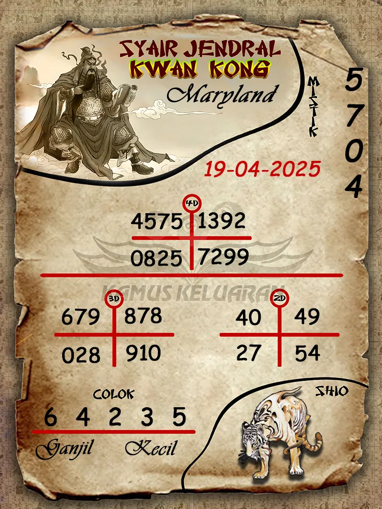 syair jendral kwan kong maryland 19 04 2025