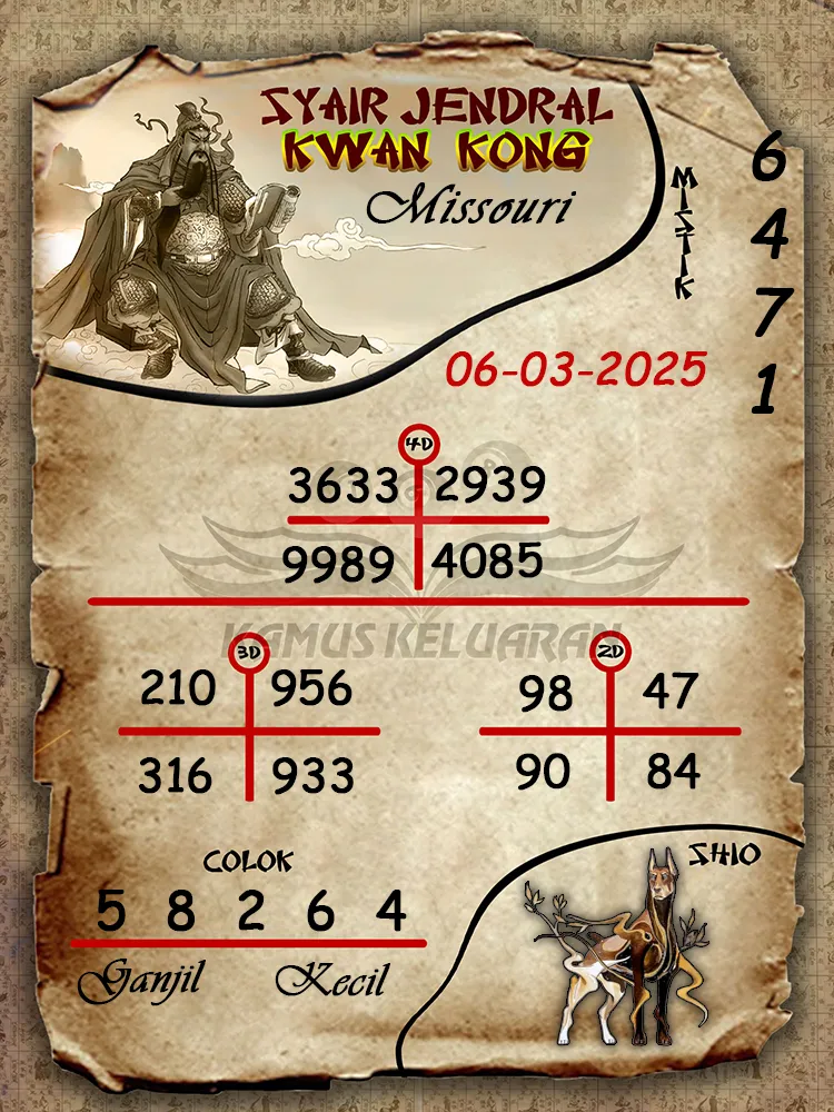 syair jendral kwan kong missouri 06 03 2025