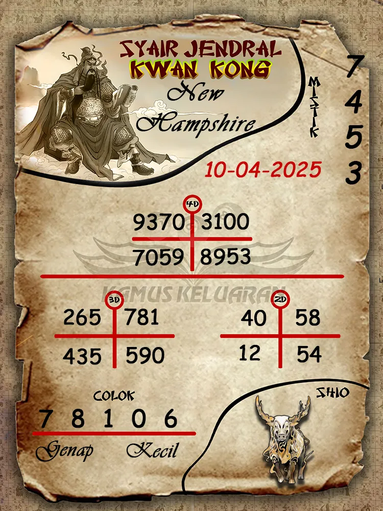 syair jendral kwan kong new hampshire 10 04 2025