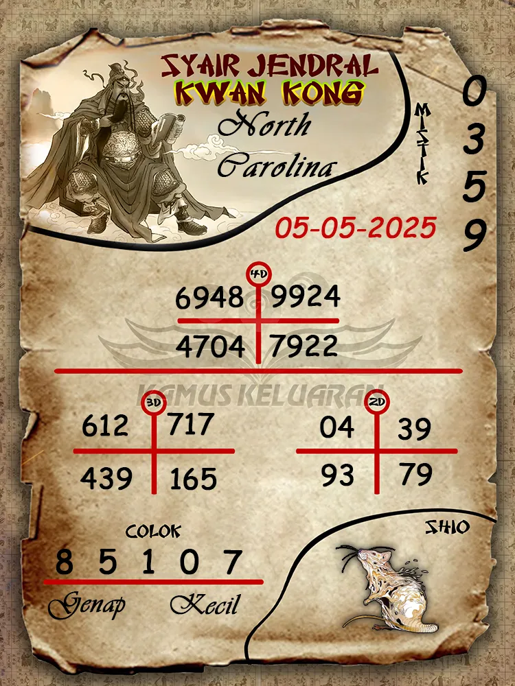 syair jendral kwan kong north carolina 05 05 2025