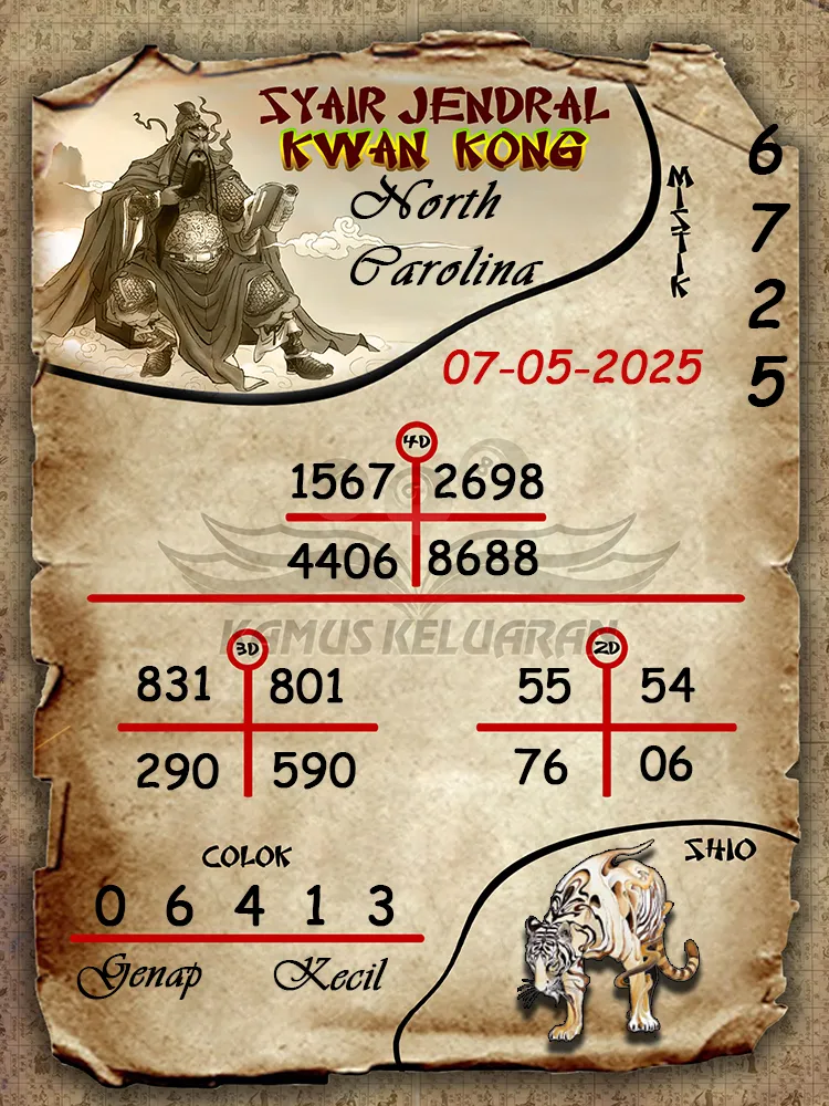 syair jendral kwan kong north carolina 07 05 2025