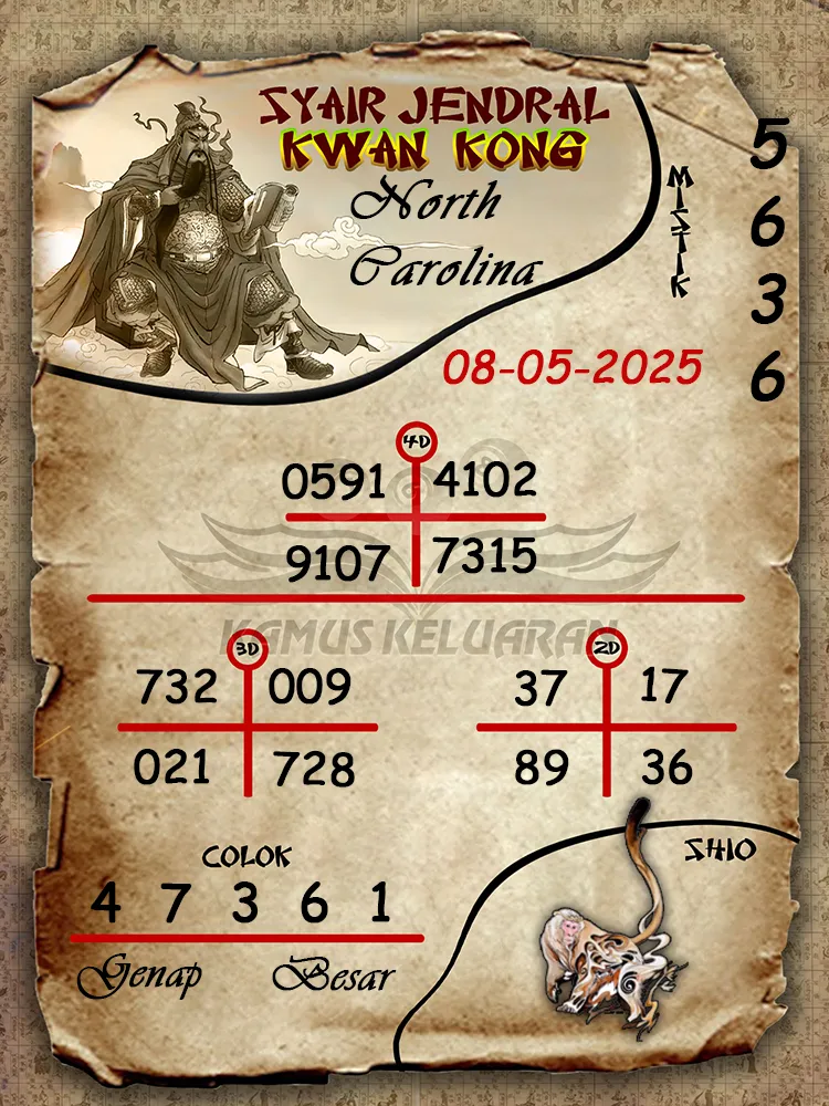 syair jendral kwan kong north carolina 08 05 2025