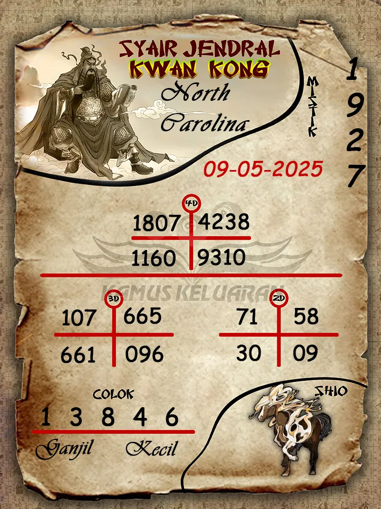 syair jendral kwan kong north carolina 09 05 2025
