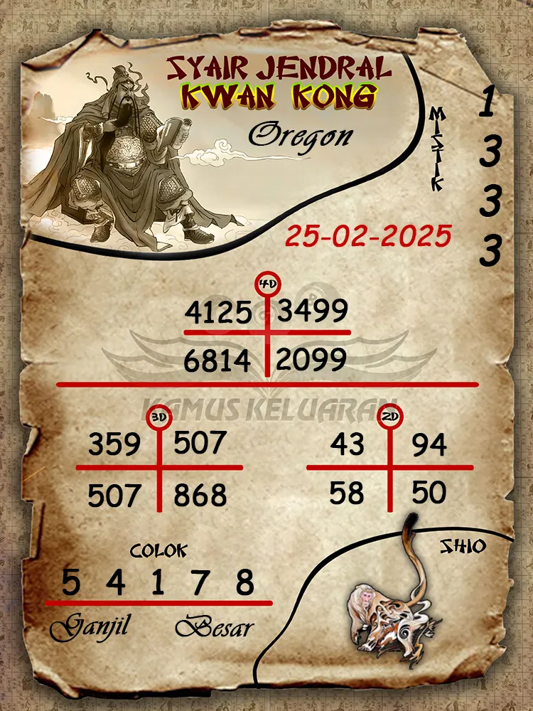 syair jendral kwan kong oregon 25 02 2025