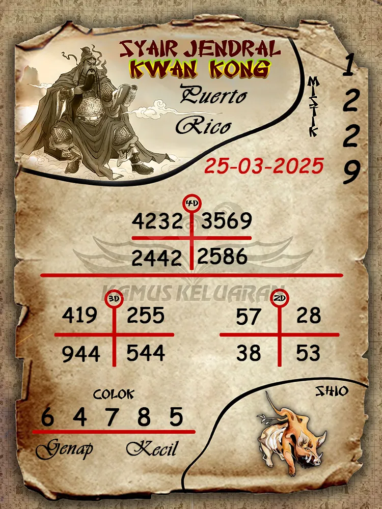 syair jendral kwan kong puerto rico 25 03 2025
