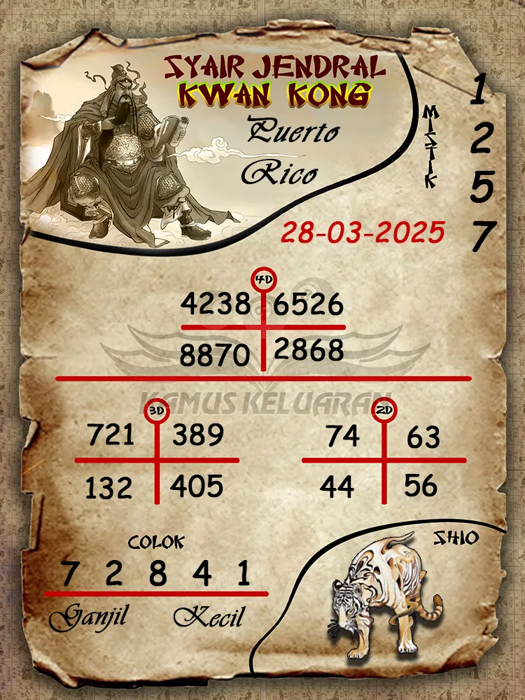 syair jendral kwan kong puerto rico 28 03 2025
