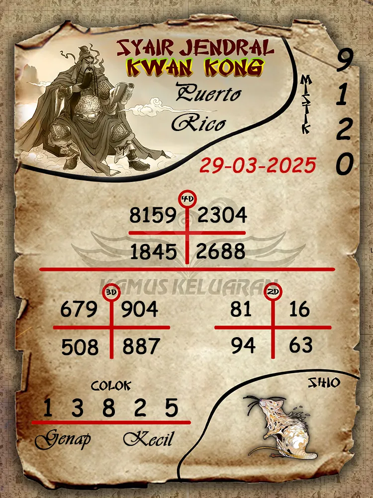 syair jendral kwan kong puerto rico 29 03 2025