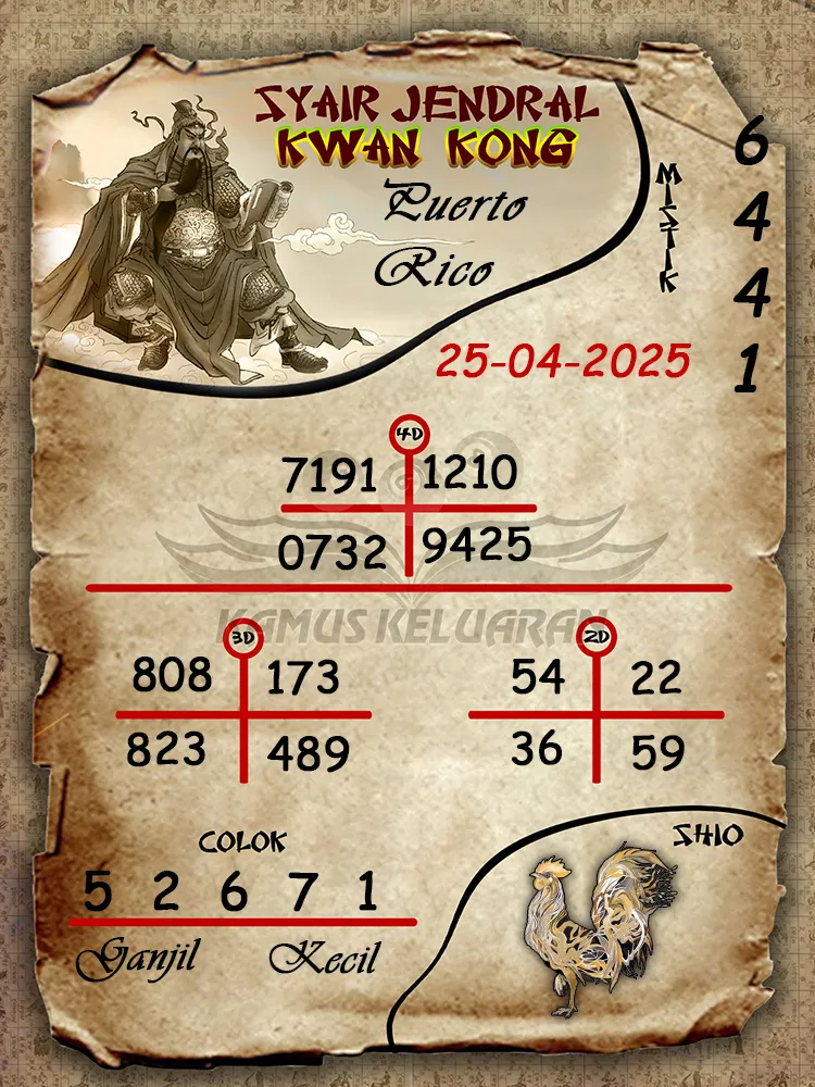 syair jendral kwan kong puerto rico 25 04 2025