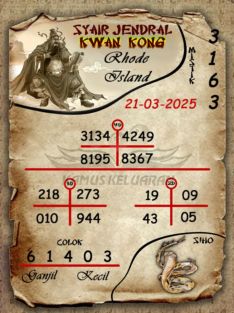 syair jendral kwan kong rhode island 21 03 2025