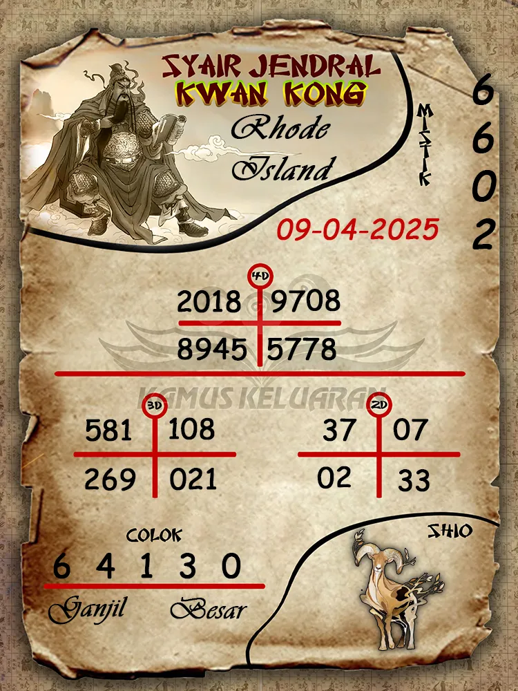 syair jendral kwan kong rhode island 09 04 2025