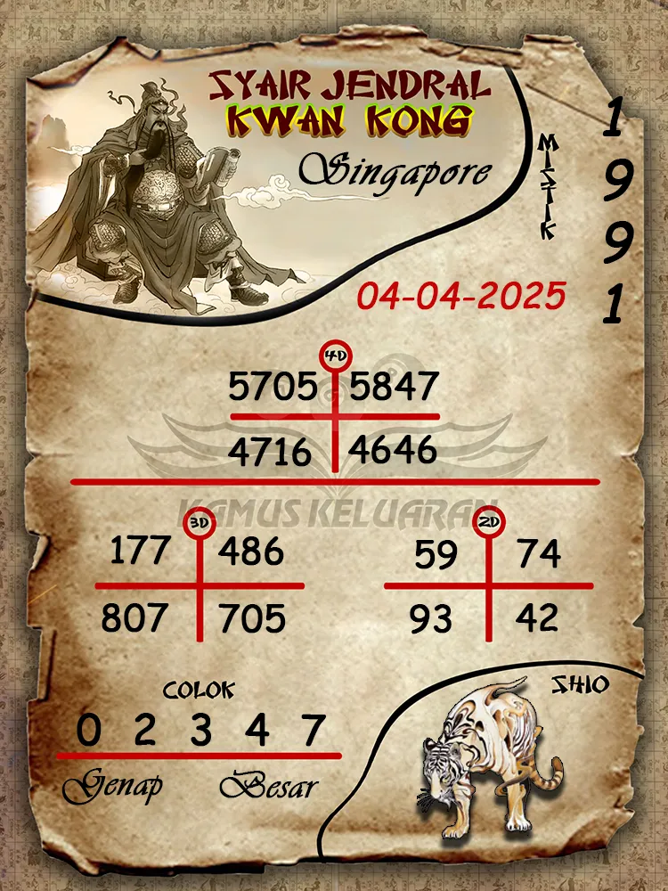 syair jendral kwan kong singapore 04 04 2025