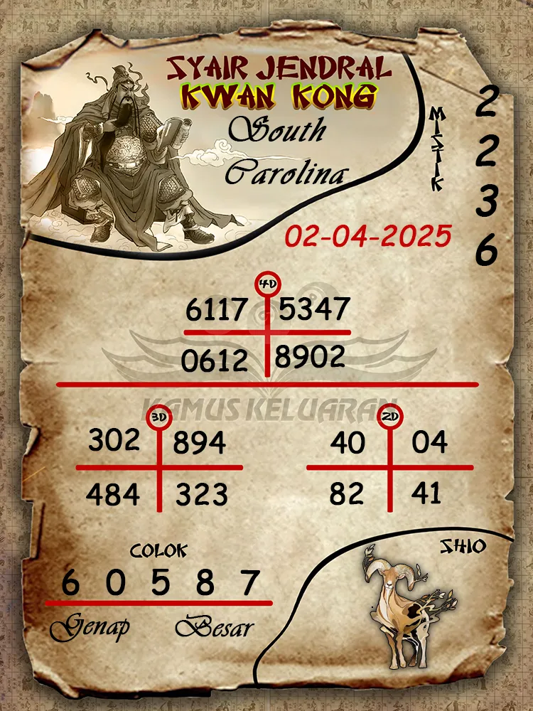 syair jendral kwan kong south carolina 02 04 2025