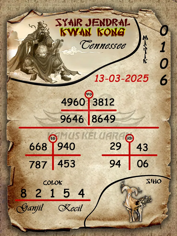syair jendral kwan kong tennessee 13 03 2025