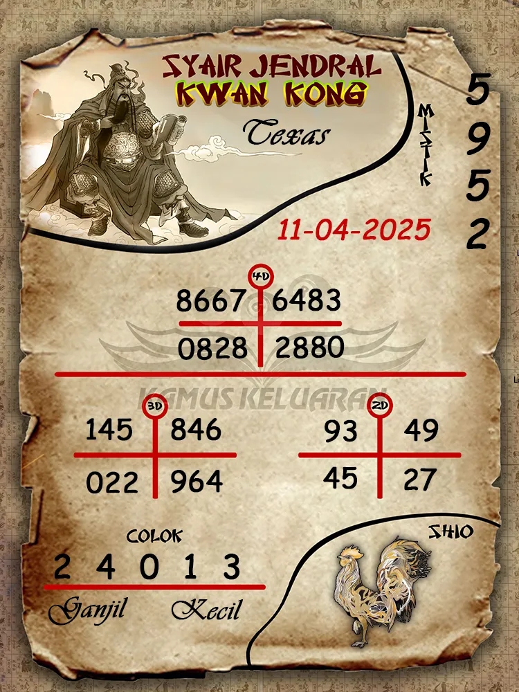 syair jendral kwan kong texas 11 04 2025