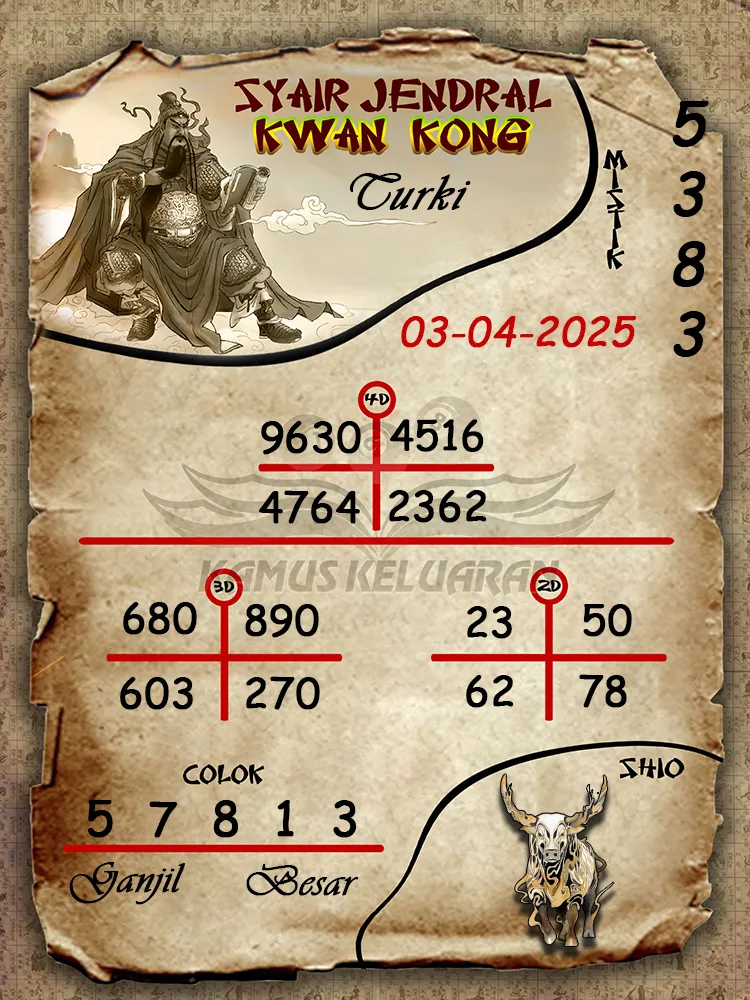 syair jendral kwan kong turki 03 04 2025